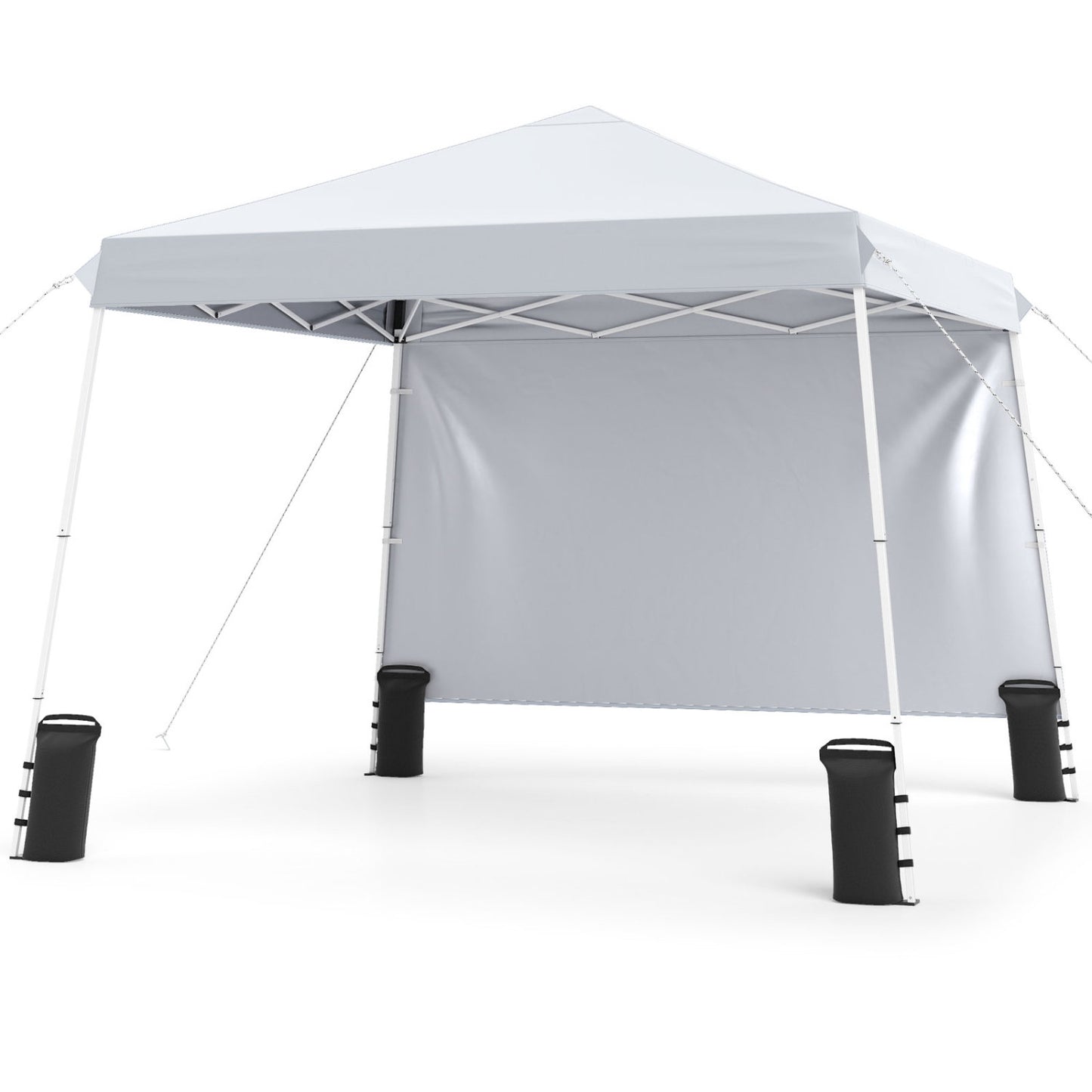 9 ft x 9 ft  Pop Up Canopy Tent with 8 Ground Stakes 4 Wind Ropes and Carry Bag  for Outdoor Party-Blue