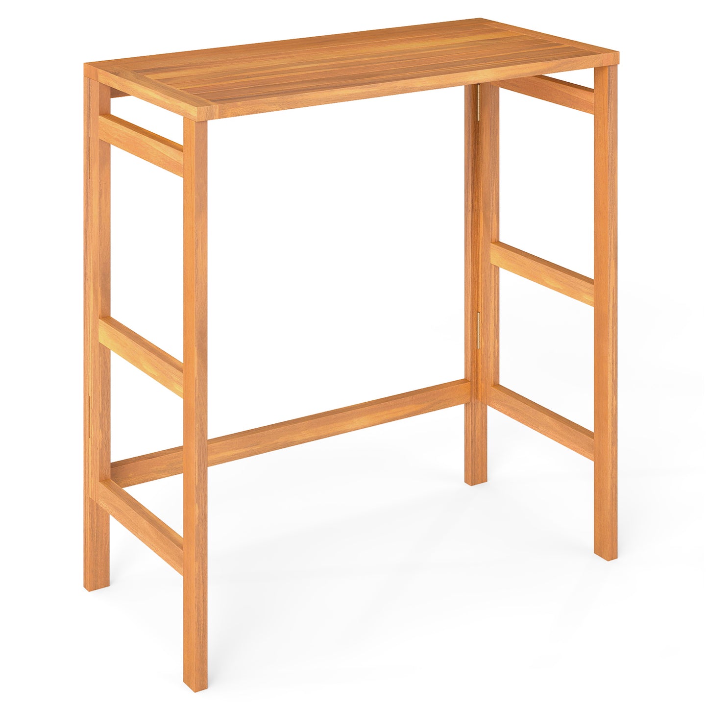 Acacia Wood Outdoor Bar Table with Slatted Tabletop for Balcony