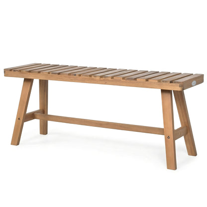 Acacia Wood Outdoor Garden Bench Set of 1/2 with Slatted Seat and 800 lbs Capacity-Set of 1