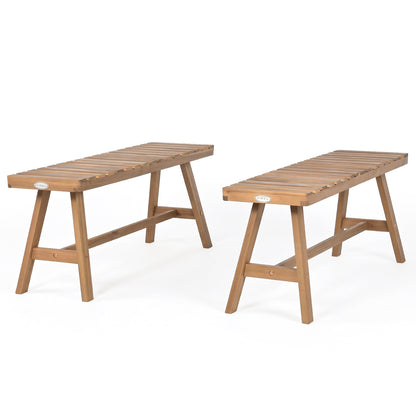 Acacia Wood Outdoor Garden Bench Set of 1/2 with Slatted Seat and 800 lbs Capacity-Set of 1