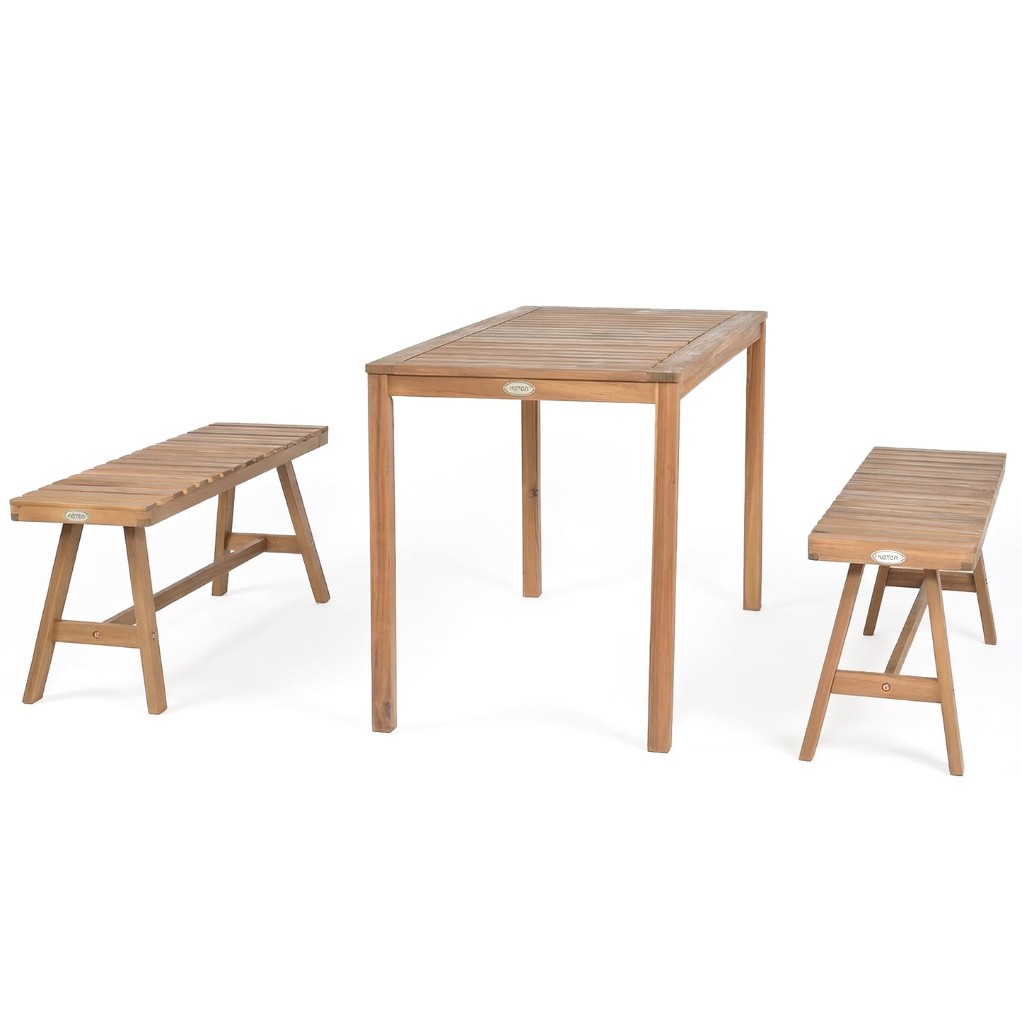 Acacia Wood Outdoor Garden Bench Set of 1/2 with Slatted Seat and 800 lbs Capacity-Set of 1