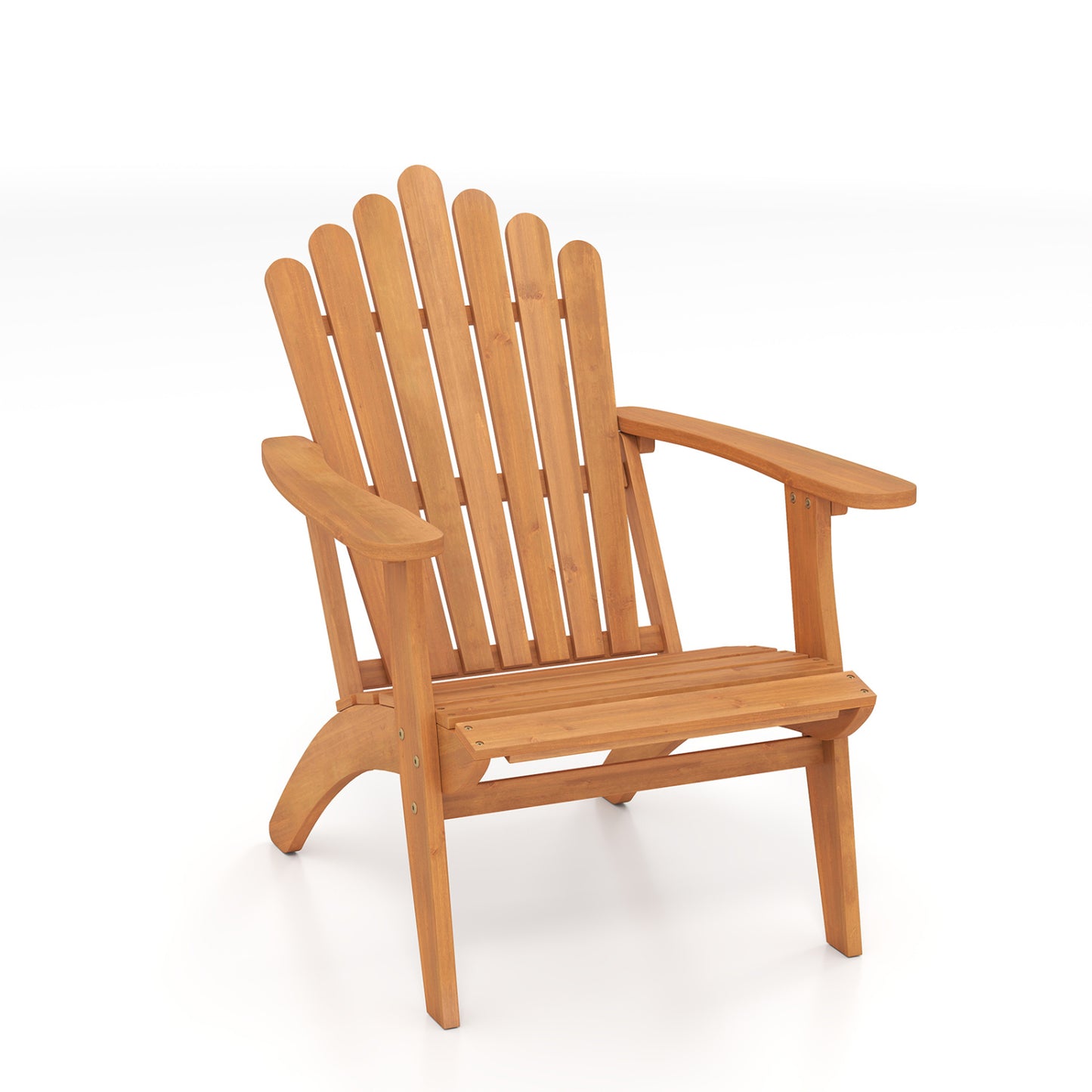 Natural acacia wood outdoor patio chair with wide seat and sturdy design, suitable for outdoor garden or patio seating.