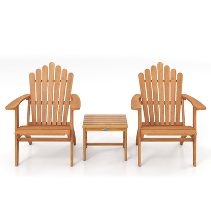 Set of two outdoor Adirondack chairs with side table, perfect for deck, garden, or porch patio conversation set by Wilsons Home Store