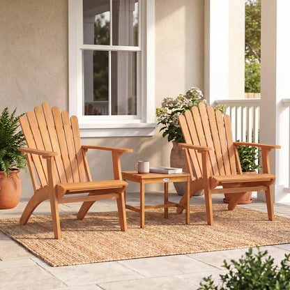 Set of two outdoor Adirondack chairs with a side table, perfect for deck, garden, or porch seating by Wilsons Home Store