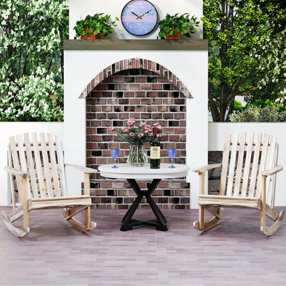 Adirondack Rocking Chair with Slatted Seat and High Fanned Back-Natural