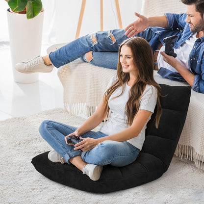 Adjustable 14-position Cushioned Floor Chair-Beige