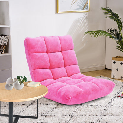 Adjustable 14-position Cushioned Floor Chair-Beige