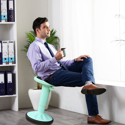 Adjustable Active Learning Stool Sitting Home Office Wobble Chair with Cushion Seat -Black