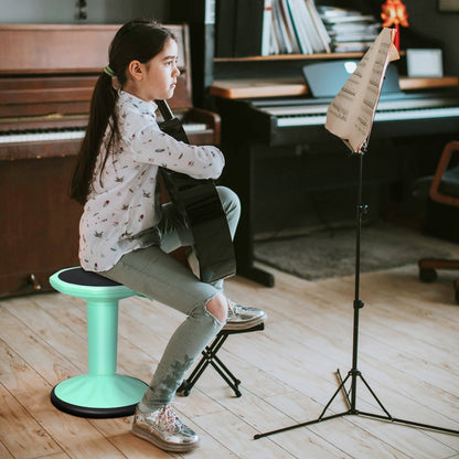 Adjustable Active Learning Stool Sitting Home Office Wobble Chair with Cushion Seat -Black