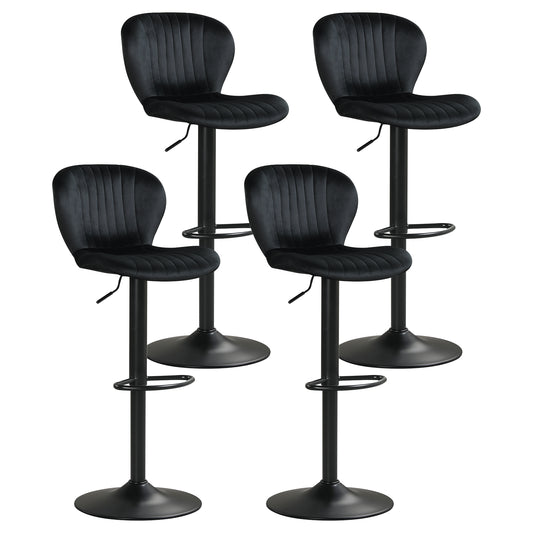 Adjustable Counter Height Chairs Set of 4 with Velvet Upholstered Backrests-Black