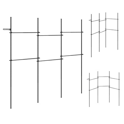 Adjustable Floor to Ceiling Clothes Rack with 6 Hanging Rods-Black
