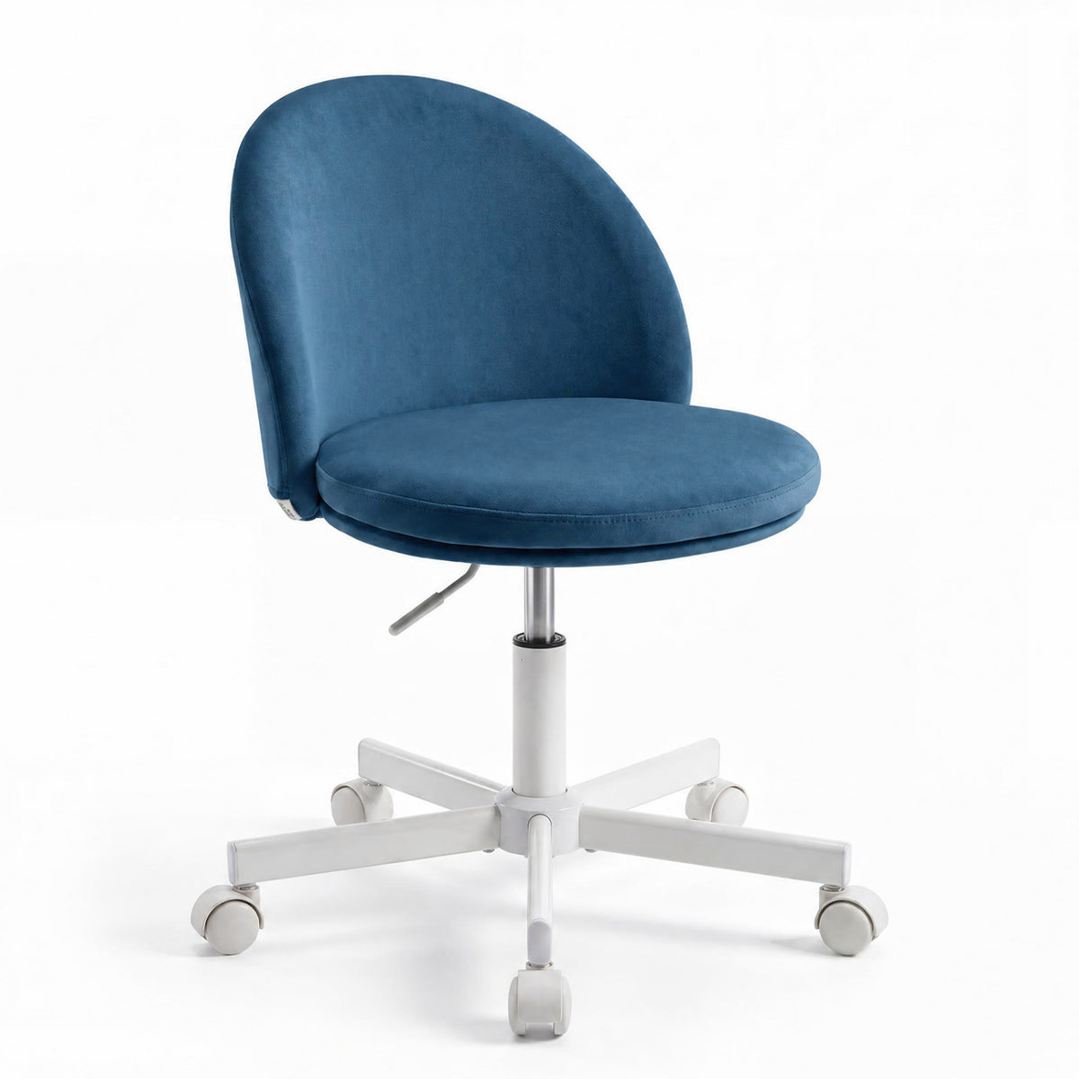 Adjustable Height Ergonomic Makeup Chair with Lumbar Support for Home Office-Blue