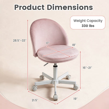 Adjustable Height Ergonomic Makeup Chair with Lumbar Support for Home Office-Blue