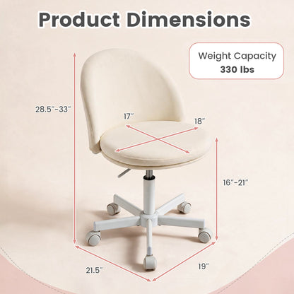 Adjustable Height Ergonomic Makeup Chair with Lumbar Support for Home Office-Blue