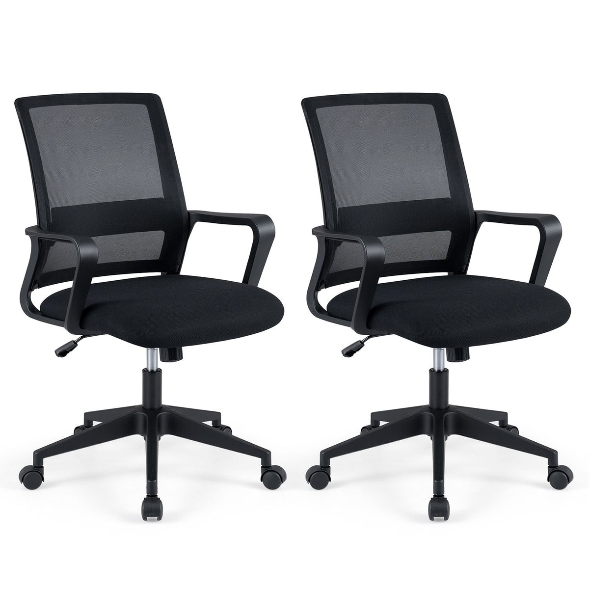 Adjustable height ergonomic mesh office chair with lumbar support and 90°-115° rocking feature, ideal for home office use.