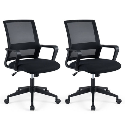 Adjustable height ergonomic mesh office chair with lumbar support and 90°-115° rocking feature, ideal for home office use.