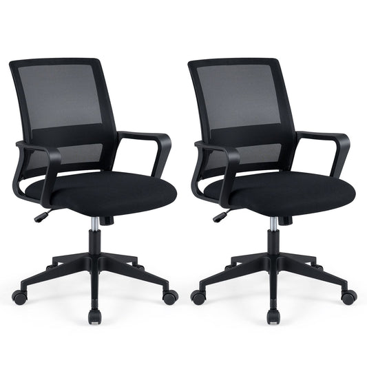 Adjustable height ergonomic mesh office chair with lumbar support and 90°-115° rocking feature, ideal for home office use.