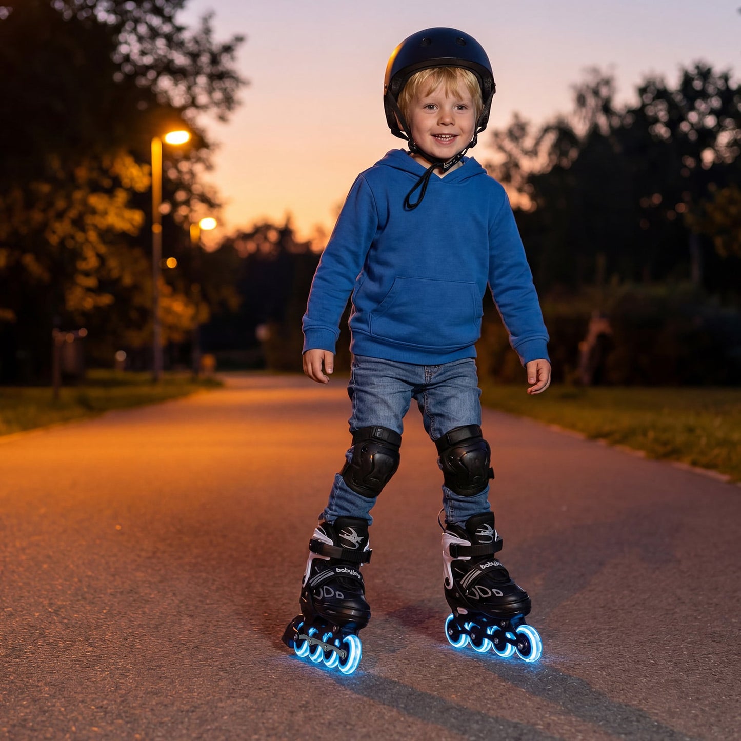 Adjustable Kids' Incline Skates for Boys Girls Ages 5-14-Black