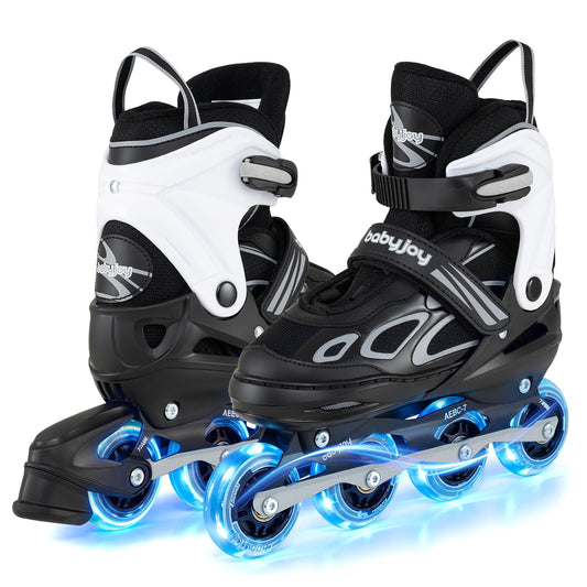 Adjustable Kids' Incline Skates 4 Sizes Adjustable Blade Roller-Black