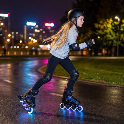 Adjustable Kids' Incline Skates 4 Sizes Adjustable Blade Roller-Black