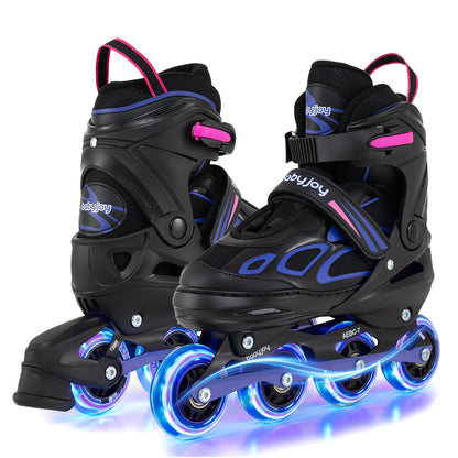 Adjustable Kids' Incline Skates 4 Sizes Adjustable Blade Roller-Black