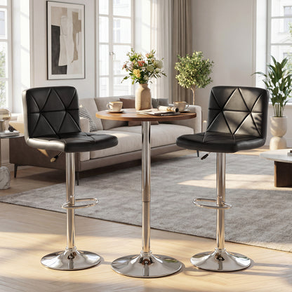 Adjustable Swivel Barstools Set of 2 with Back and Footrest-Black