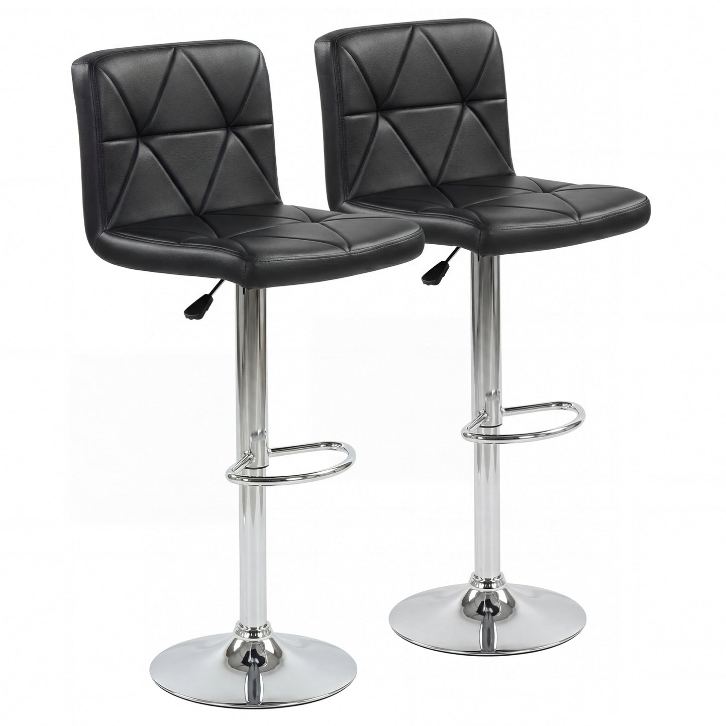 Adjustable Swivel Barstools Set of 2 with Back and Footrest-Black