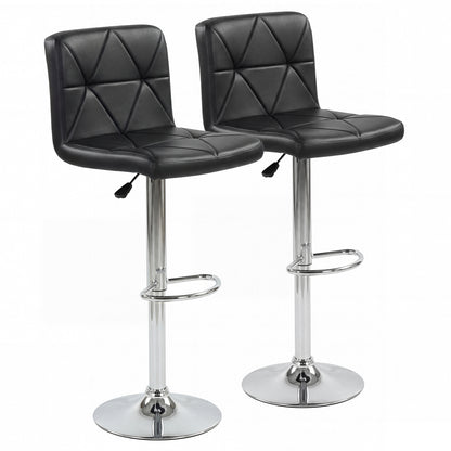 Adjustable Swivel Barstools Set of 2 with Back and Footrest-Black