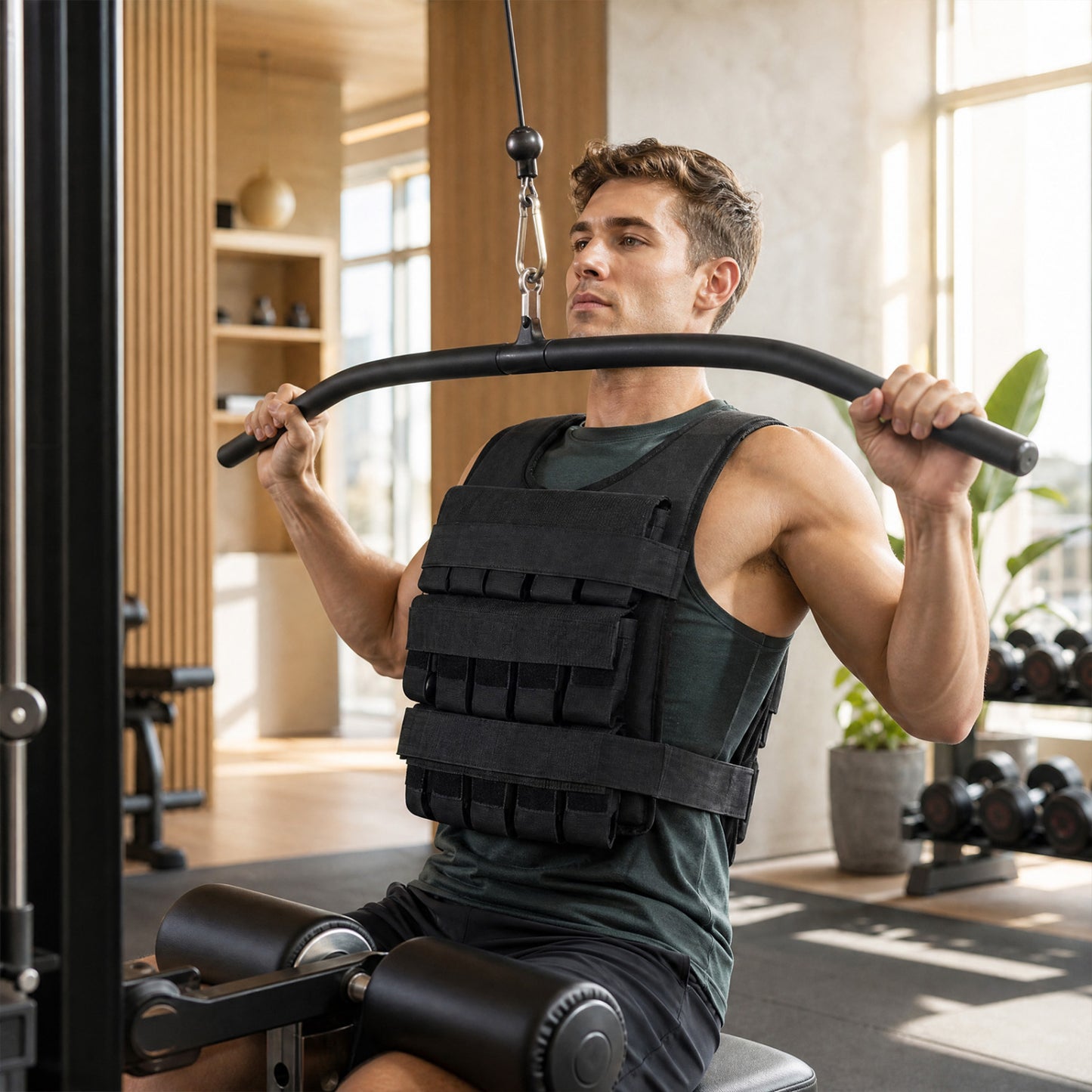 Adjustable Weighted Vest for Men and Women with Removable Iron Weights-Black