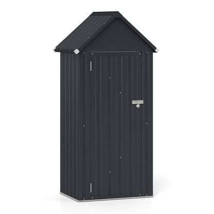 All-Weather Materials Outdoor Storage Shed with Adjustable and Detachable Shelves-Gray