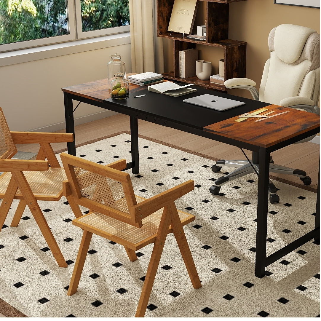 All-in-One Home Office Furniture Bundle – Ergonomic Chair  Spacious Desk  Multi-Drawer Cart  Bookshelf & Accent Chairs