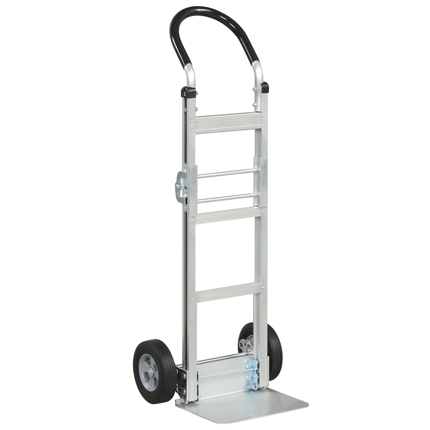Aluminum Dolly Cart with 2 Rubber Wheels and Ergonomic Handle-Silver