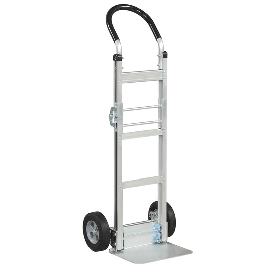 Aluminum Dolly Cart with 2 Rubber Wheels and Ergonomic Handle-Silver