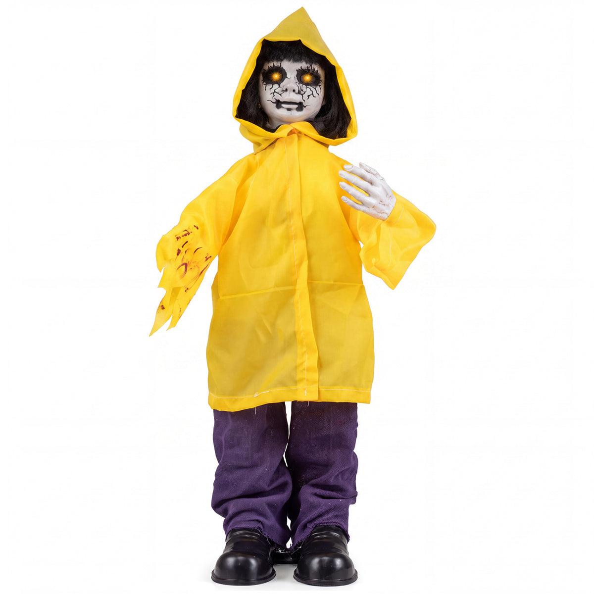 Animatronic Haunted Boy with Light Up Eyes and Creepy Sound