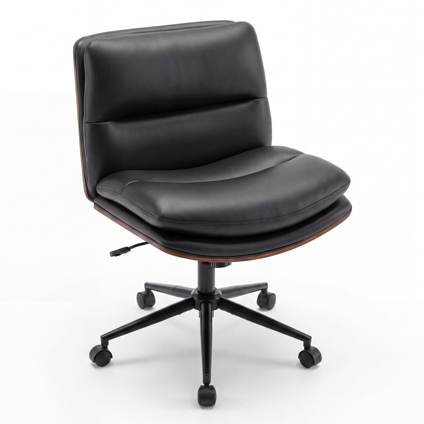 Armless Office Chair with Curved Backrest and Padded Seat-Black