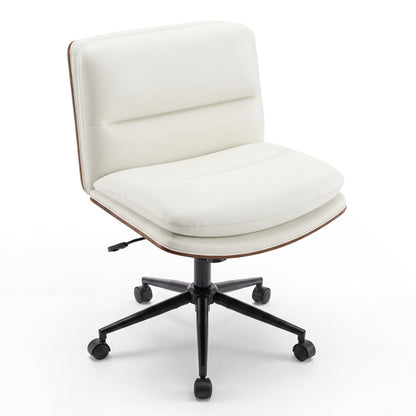 Armless Office Chair with Curved Backrest and Padded Seat-Black