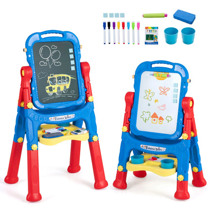 Blue children's art easel with adjustable height, suitable for kids' art projects, by Direct by Wilsons Home Store.