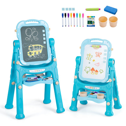 Blue kids art easel with adjustable height from Wilsons Home Store, perfect for young artists and creative play.