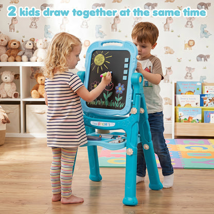 Blue kids' art easel with adjustable height, perfect for young artists, from Direct by Wilsons Home Store, ideal for creative hobbies.
