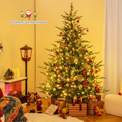 Artificial Christmas Tree with Branch Tips and Warm White LED Lights-6 Feet