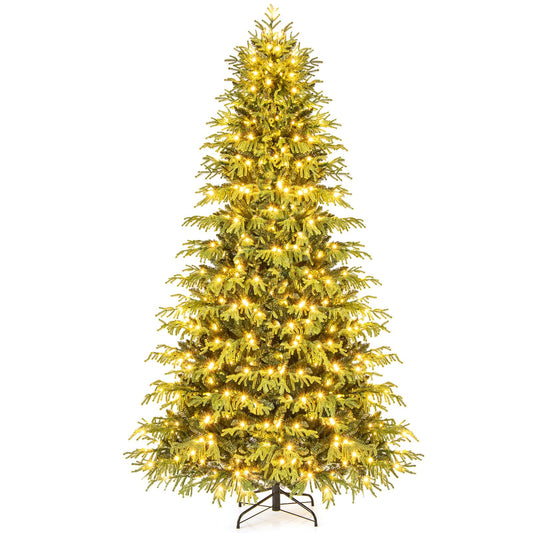 Artificial Christmas Tree with LED Lights and PVC Mixed Branch Tips-8 Feet