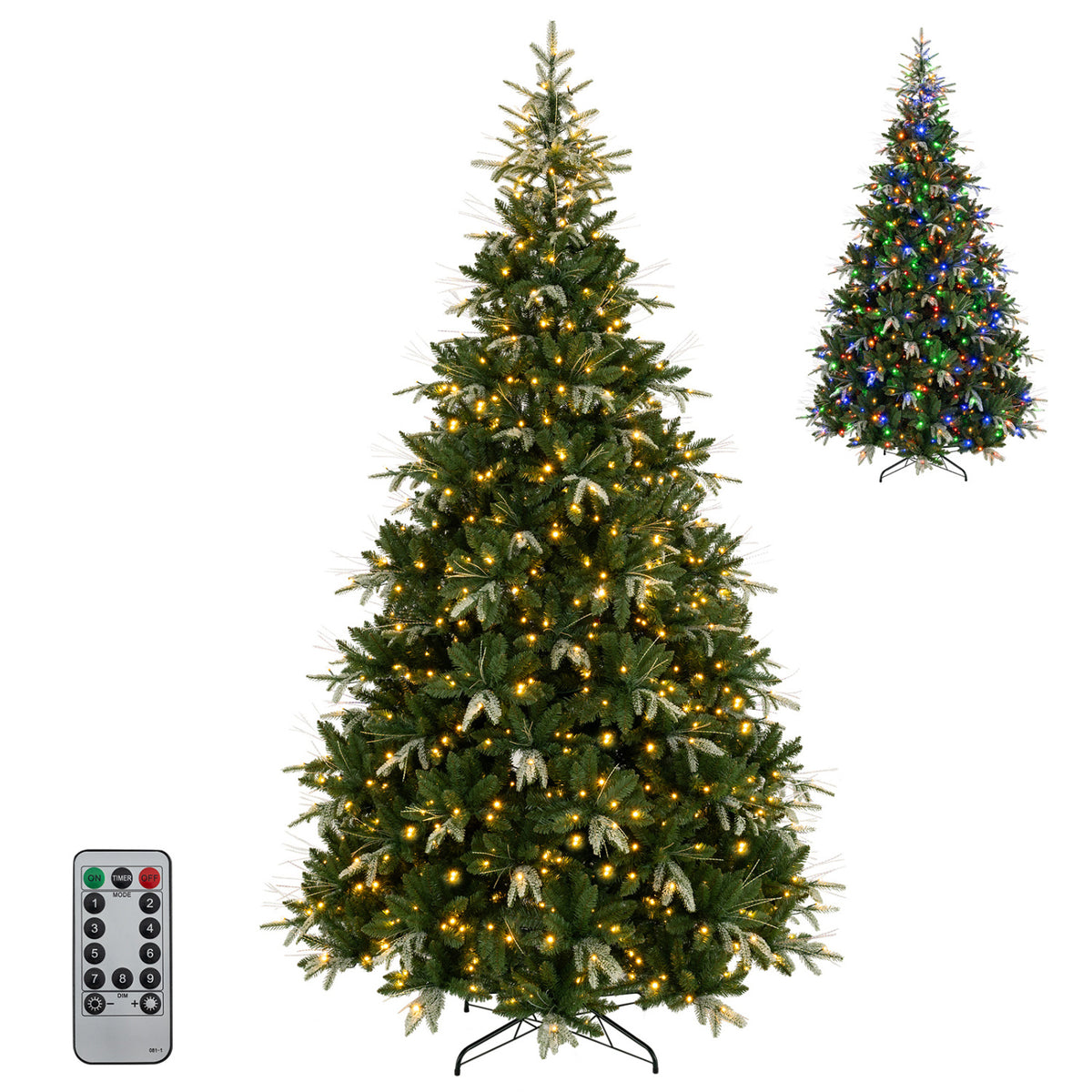 Artificial Christmas Tree with Full Branch Tips and Dual-Color LED Lights-9 Feet
