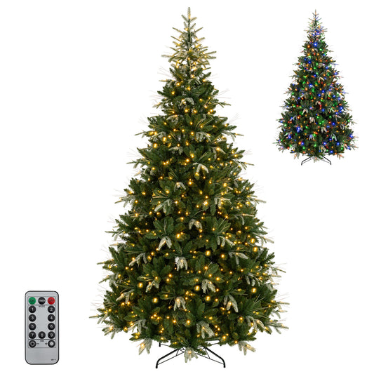 9-foot artificial Christmas tree with full branch tips, dual-color LED lights, perfect for holiday decor, by Wilsons Home Store