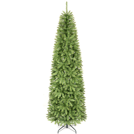 Artificial Pencil Christmas Tree with Full Branch Tips and Folding Metal Stand-7.5 FT