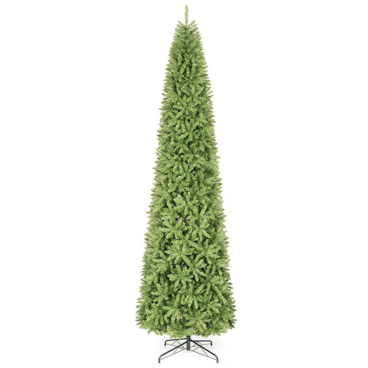 Artificial Pencil Christmas Tree with Full Branch Tips and Folding Metal Stand for Decor-XL