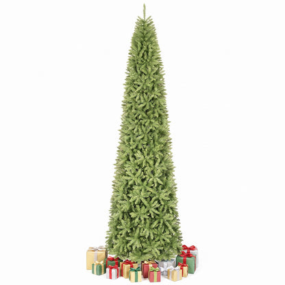 Artificial Pencil Christmas Tree with Full Branch Tips and Folding Metal Stand for Decor-XL