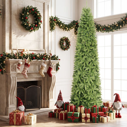 Artificial Pencil Christmas Tree with Full Branch Tips and Folding Metal Stand for Decor-M