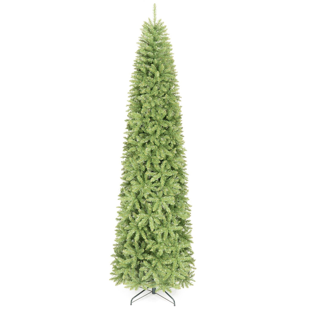 Artificial Pencil Christmas Tree with Full Branch Tips and Folding Metal Stand for Decor-M