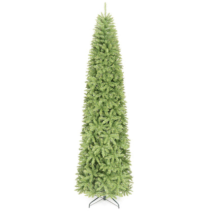 Artificial Pencil Christmas Tree with Full Branch Tips and Folding Metal Stand for Decor-M