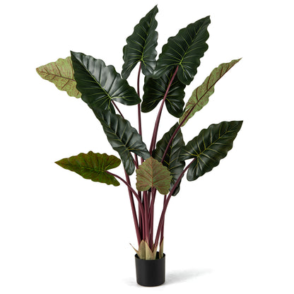 Artificial Rainbow Taro Tree 63" Tall with 11 Faux Leaves-2 Pack